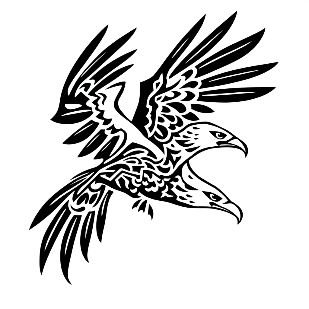 Tatouage aigle en style tribal, design généré par IA
