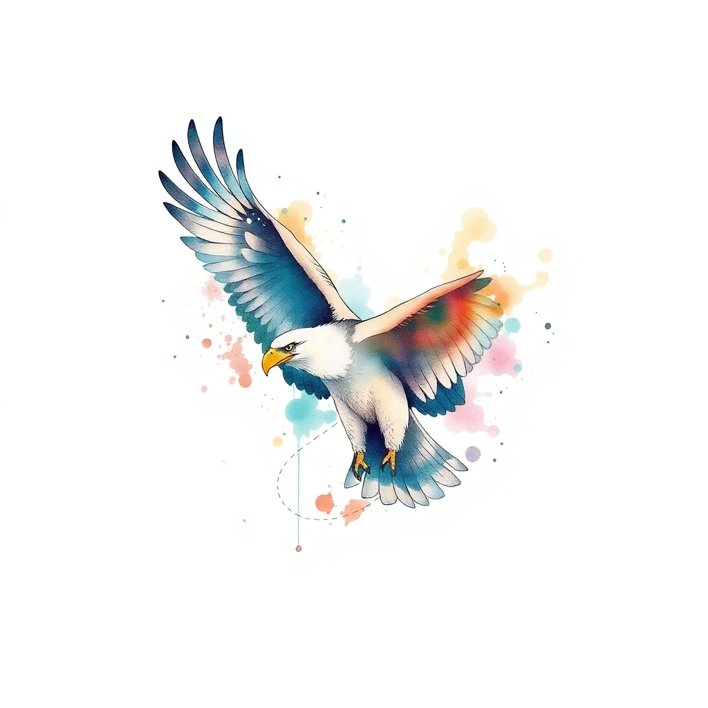 Tatouage aigle en style watercolor, design généré par IA