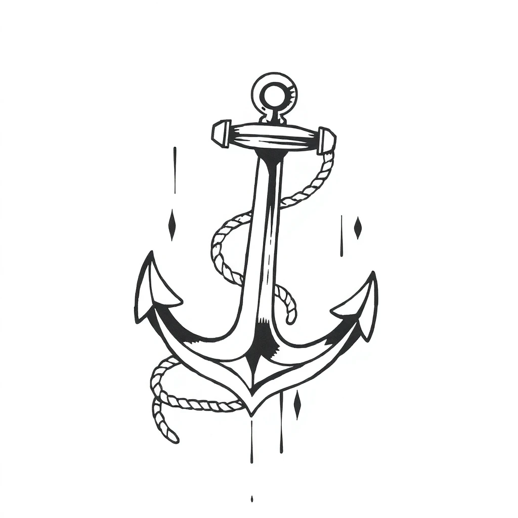 Tatouage ancre en style abstrait, design généré par IA