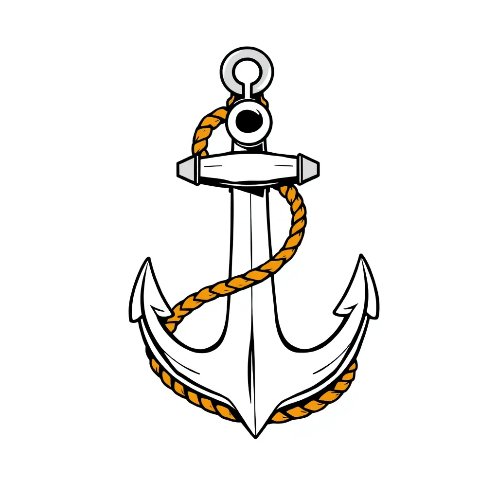 Tatouage ancre en style cartoon, design généré par IA