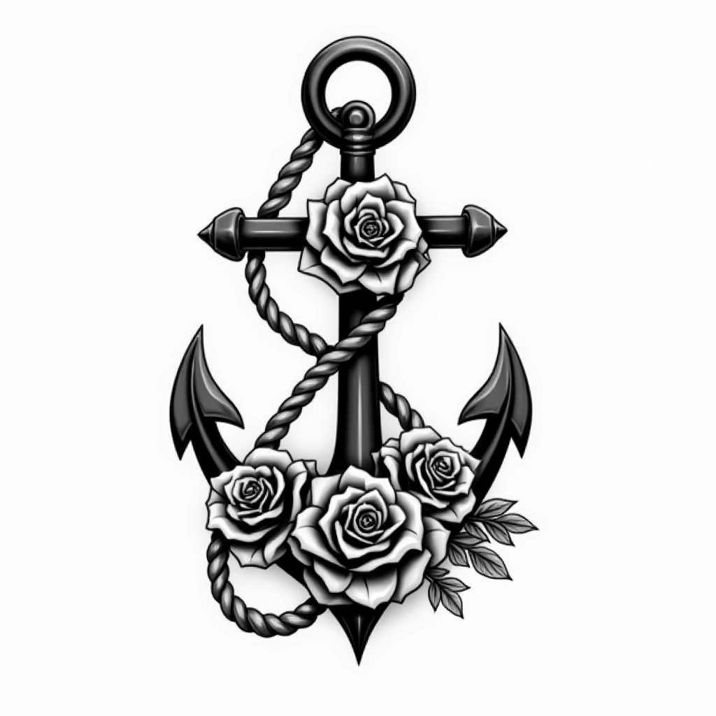 Tatouage ancre en style chicano, design généré par IA