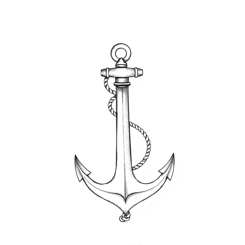 Tatouage ancre en style fineline, design généré par IA