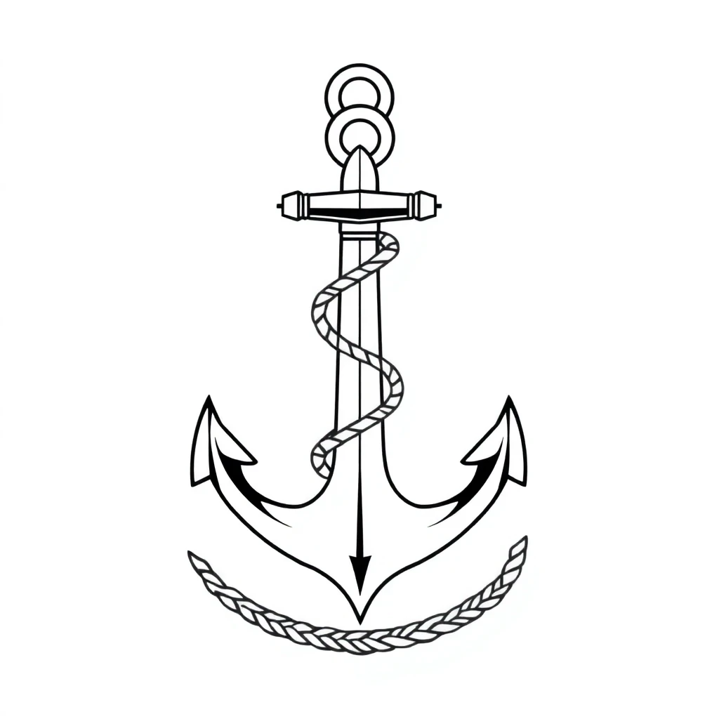 Tatouage ancre en style géométrique, design généré par IA