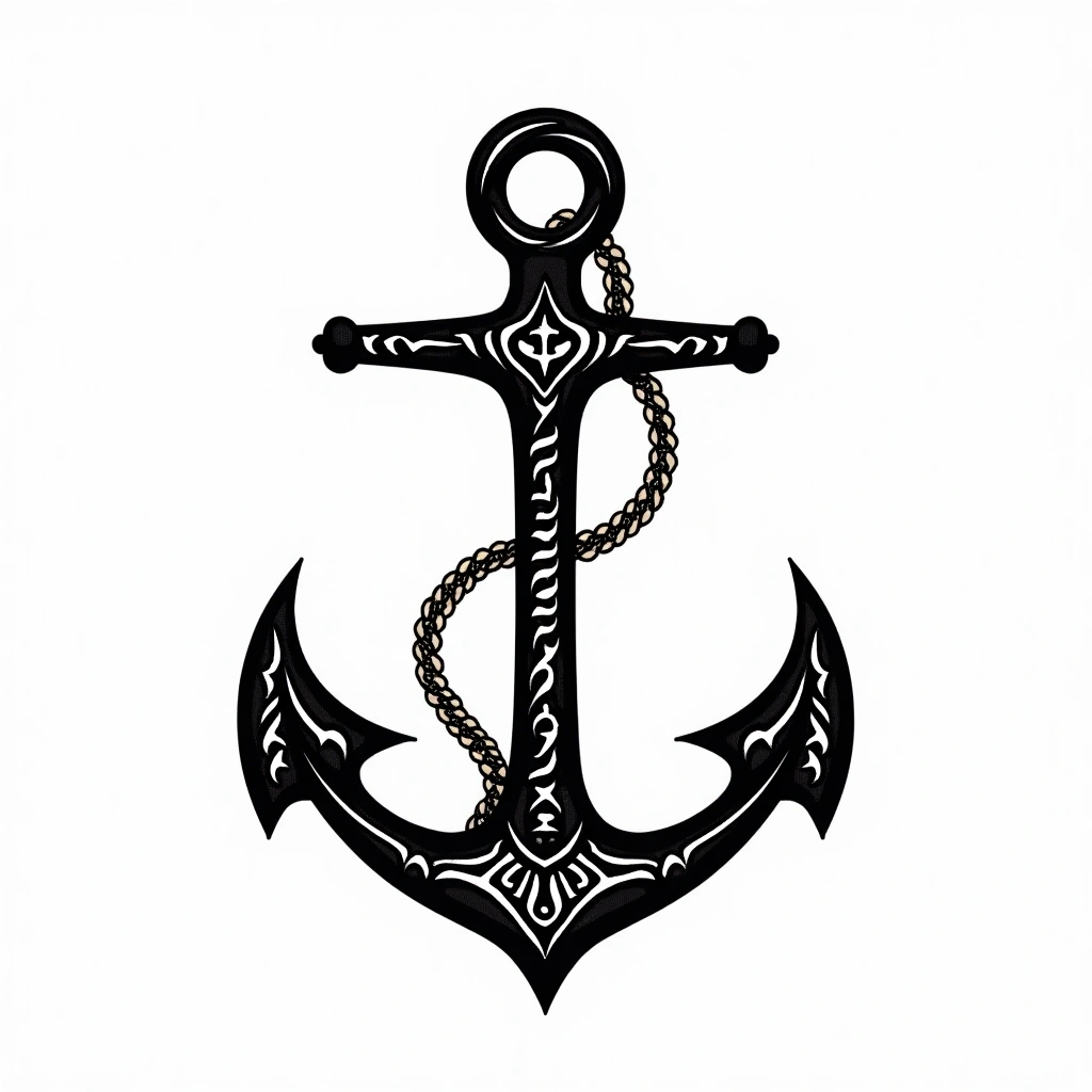 Tatouage ancre en style maori, design généré par IA