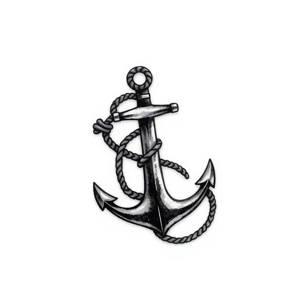 Tatouage ancre en style micro-réalisme, design généré par IA