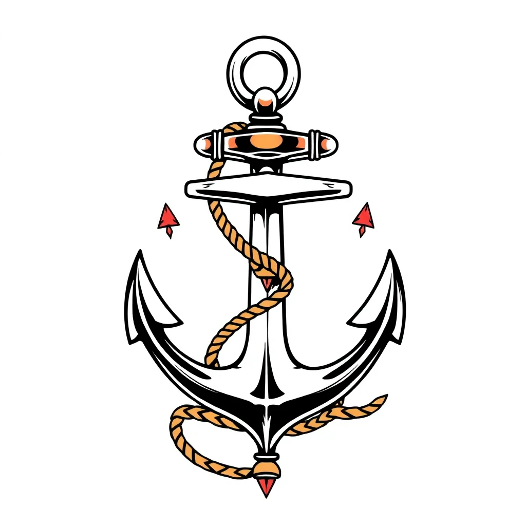 Tatouage ancre en style néo-traditionnel, design généré par IA