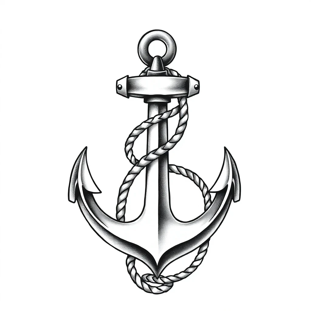 Tatouage ancre en style réaliste, design généré par IA