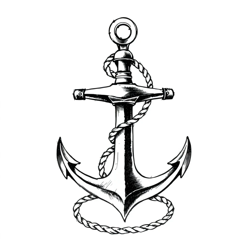 Tatouage ancre en style sketch, design généré par IA