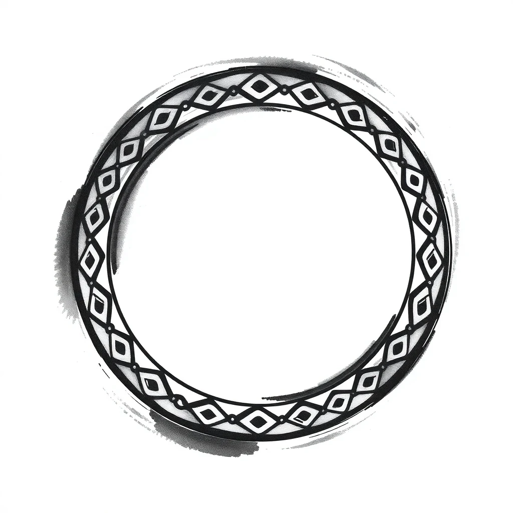 Tatouage anneau en style black and gray, design généré par IA