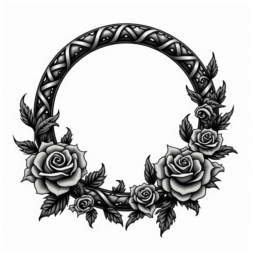 Tatouage anneau en style chicano, design généré par IA