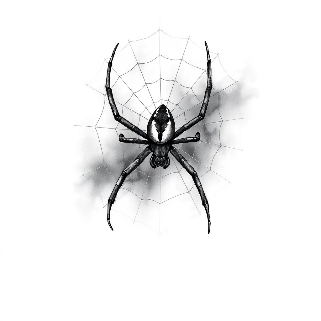 Tatouage araignée en style black and gray, design généré par IA