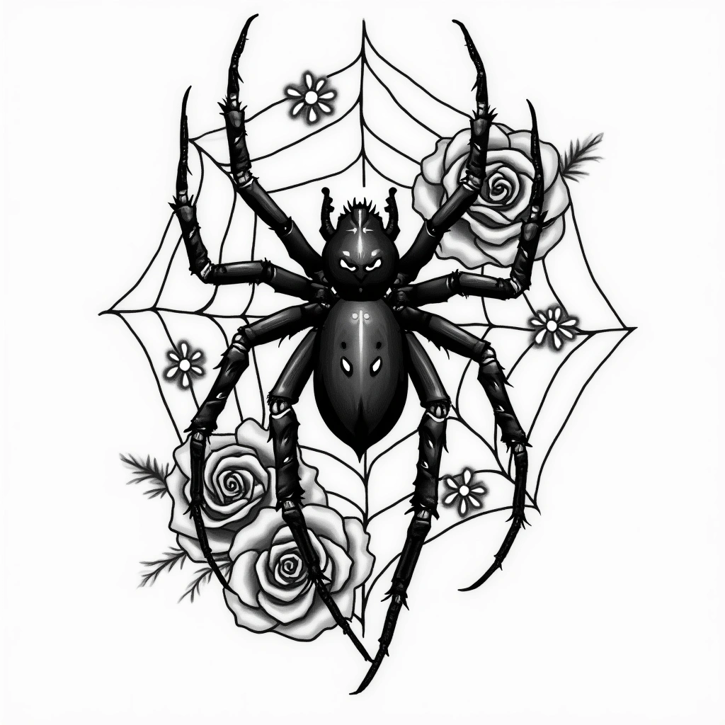 Tatouage araignée en style chicano, design généré par IA