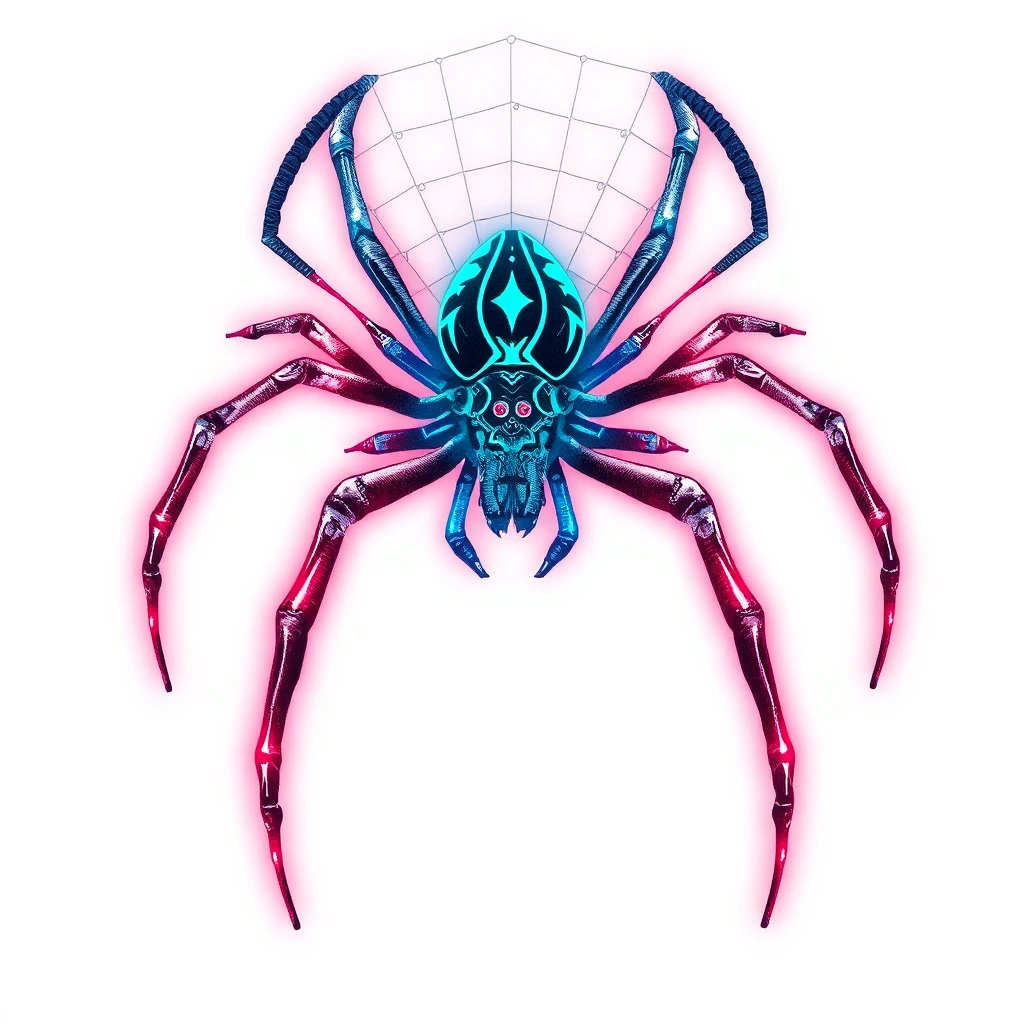 Tatouage araignée en style cyberpunk, design généré par IA