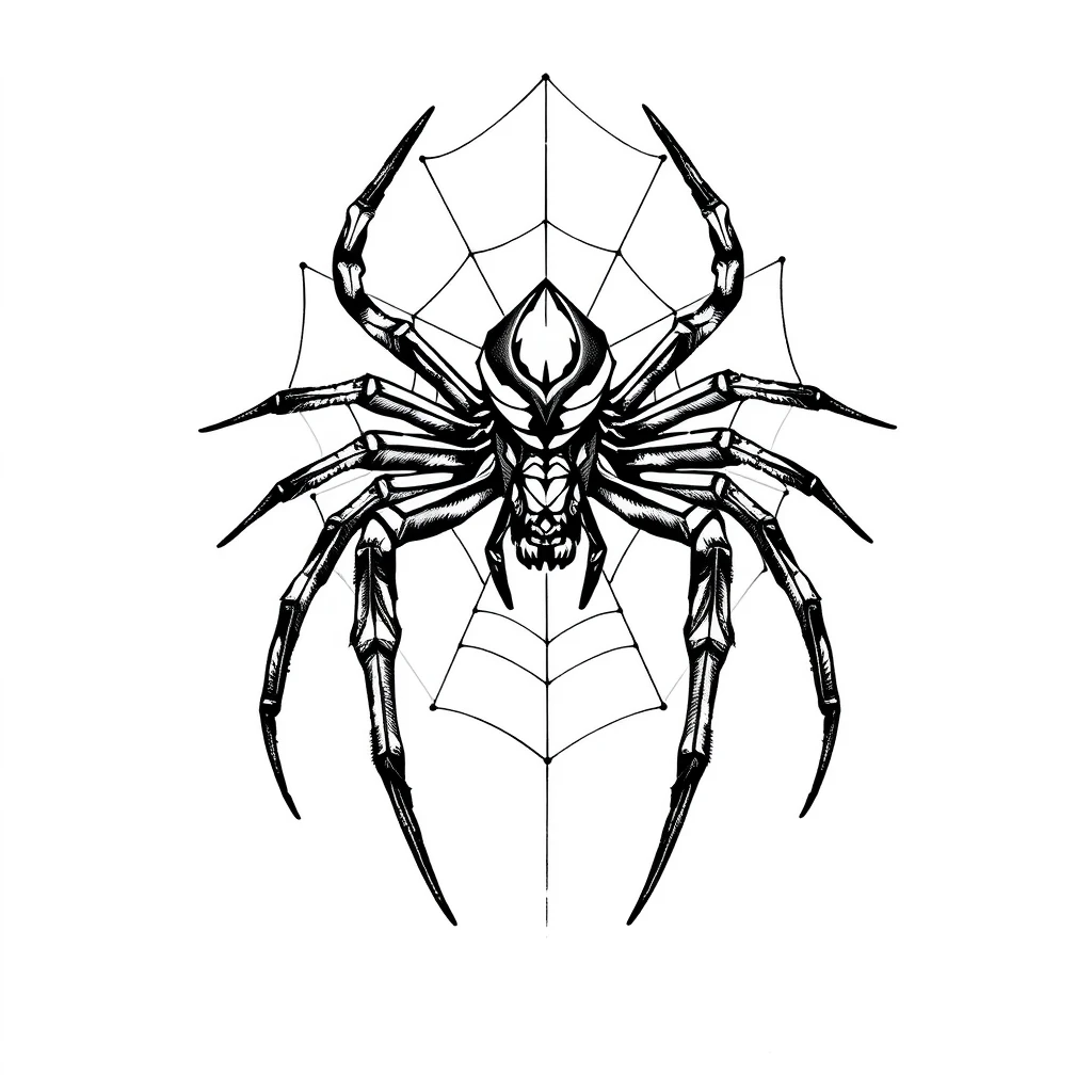 Tatouage araignee en style géométrique