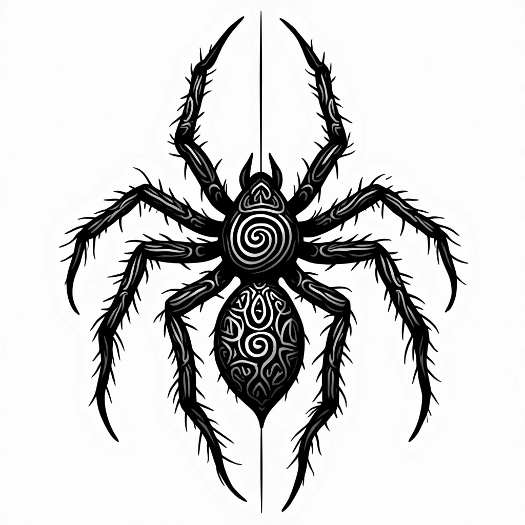 Tatouage araignée en style maori, design généré par IA