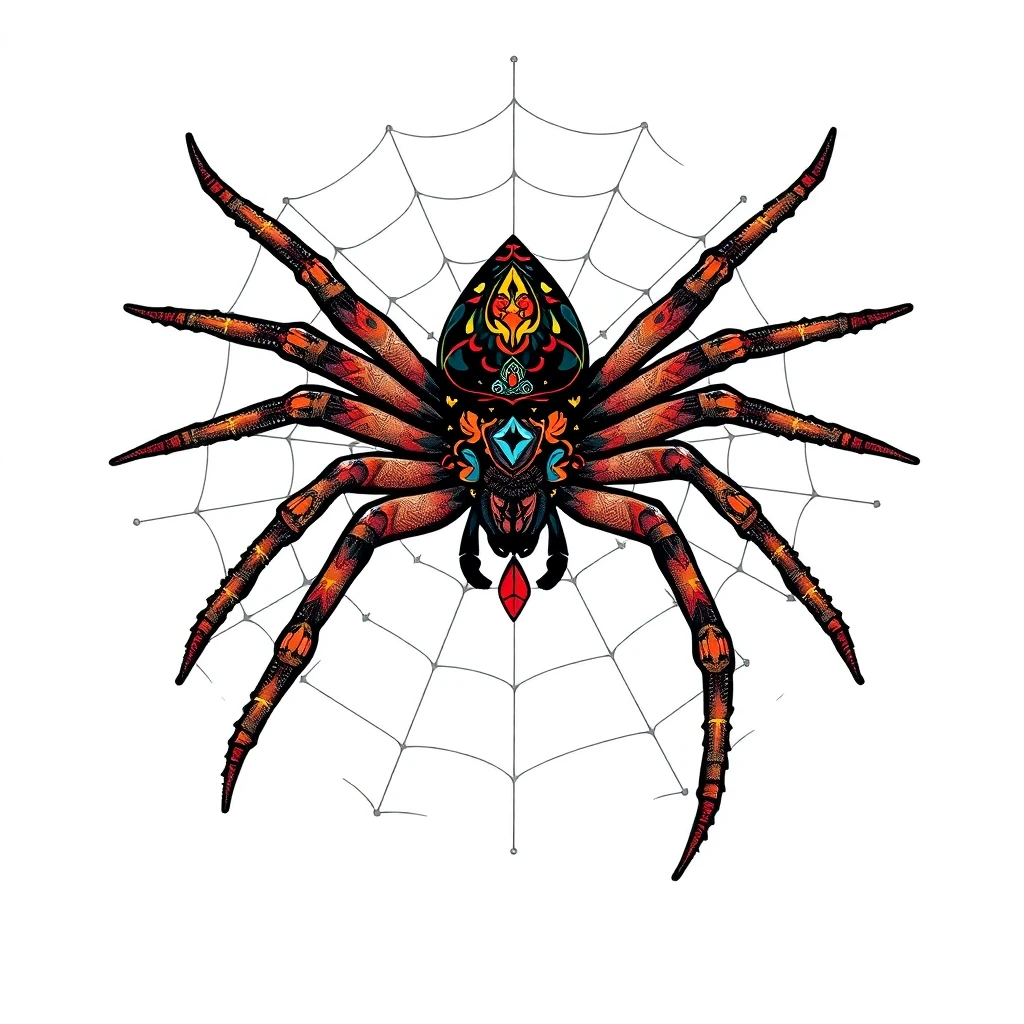 Tatouage araignée en style néo-traditionnel, design généré par IA