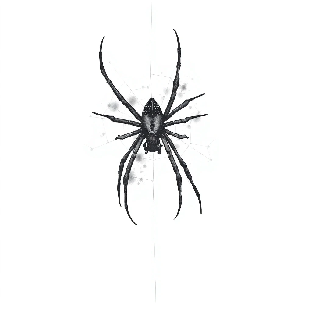 Tatouage araignée en style noir et blanc, design généré par IA
