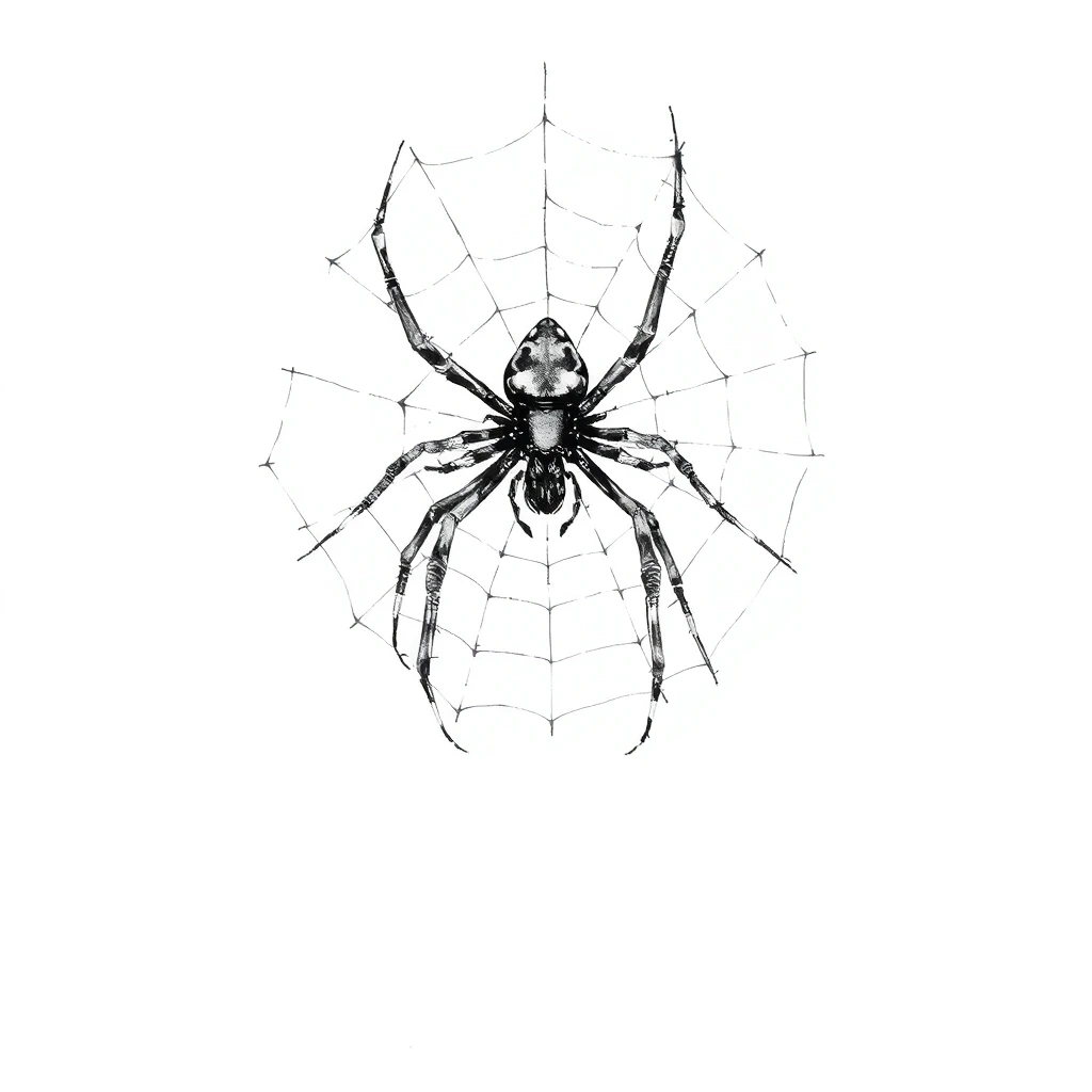 Tatouage araignée en style sketch, design généré par IA