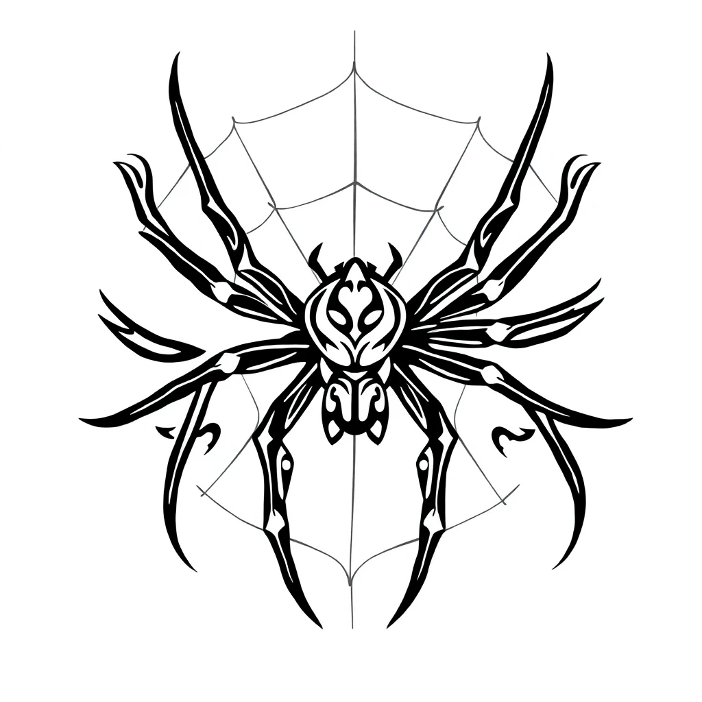 Tatouage araignée en style tribal, design généré par IA