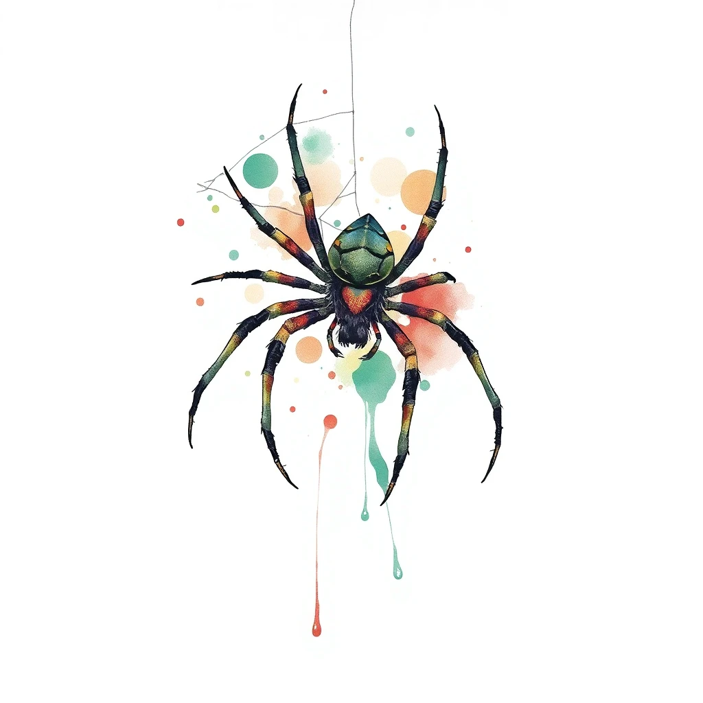 Tatouage araignée en style watercolor, design généré par IA