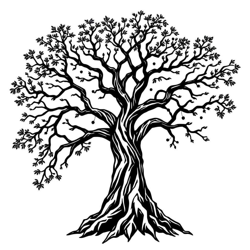 Tatouage arbre en style blackwork