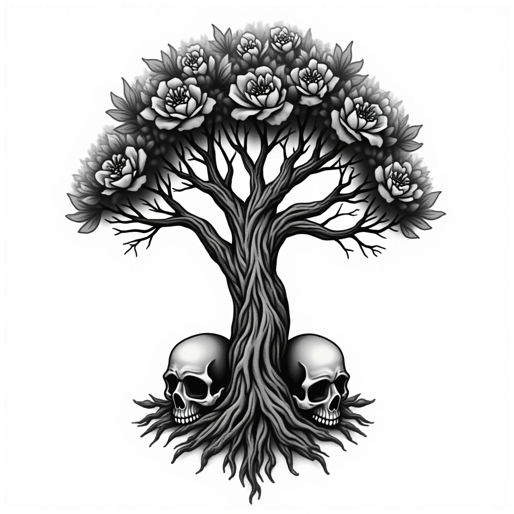Tatouage arbre de vie en style chicano, design généré par IA