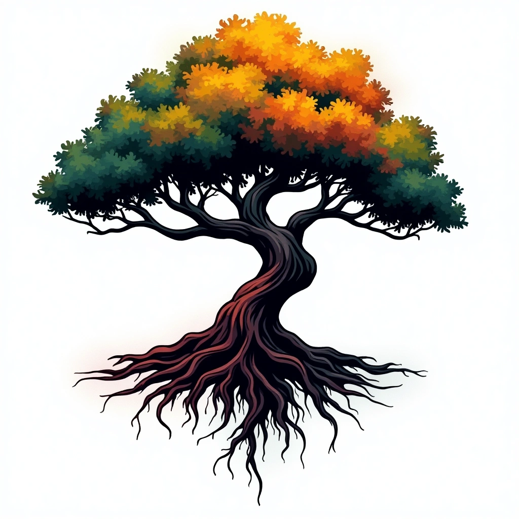 Tatouage arbre de vie en style graffiti, design généré par IA