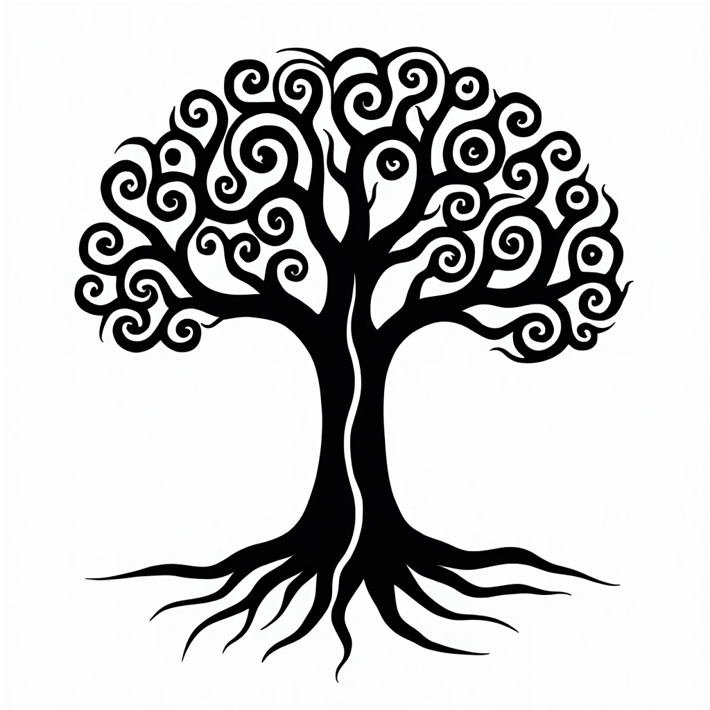 Tatouage arbre de vie en style maori, design généré par IA