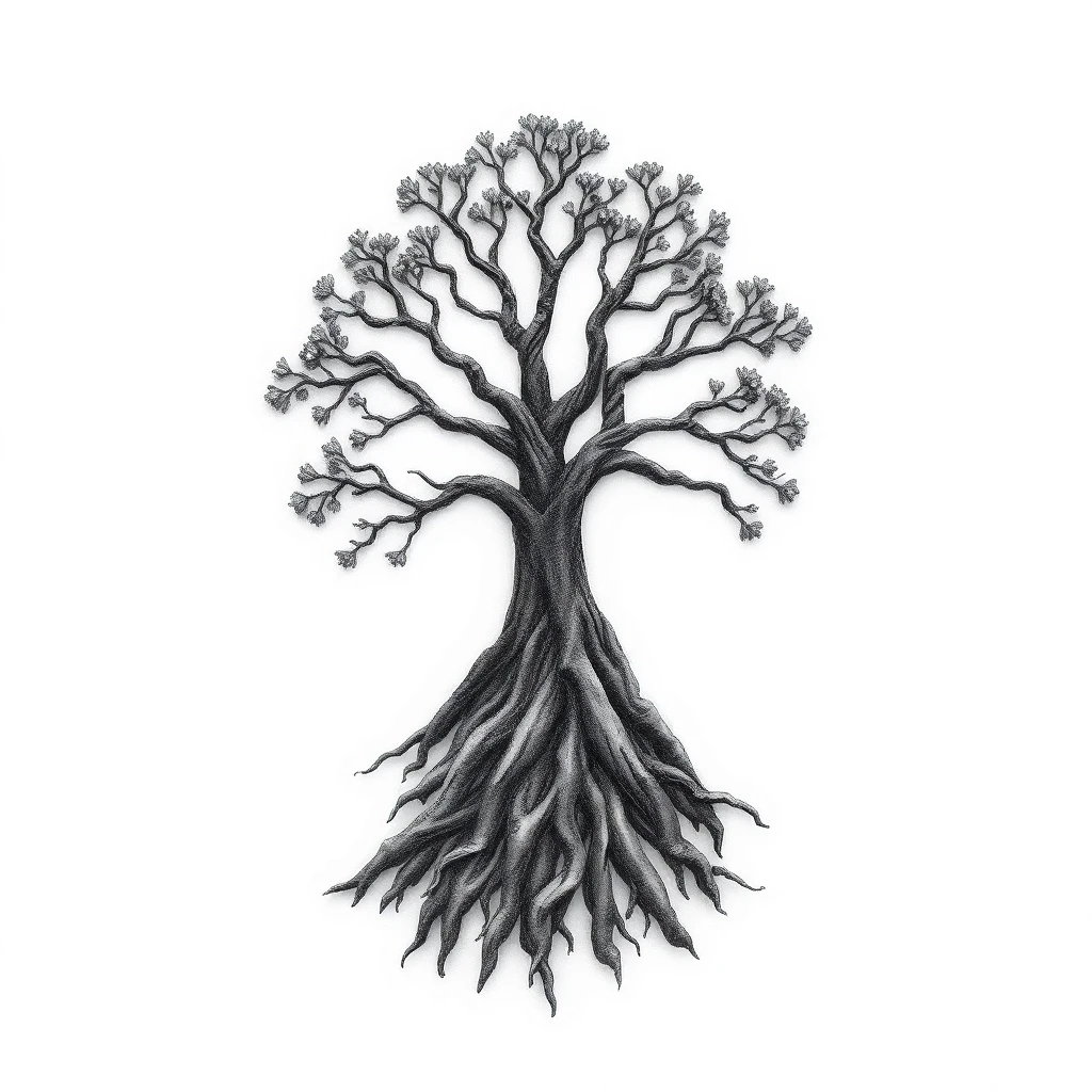 Tatouage arbre de vie en style micro-réalisme, design généré par IA