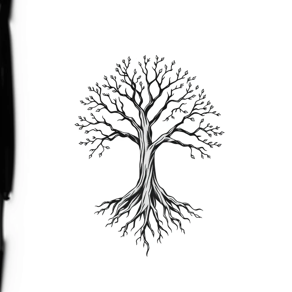 Tatouage arbre en style minimaliste