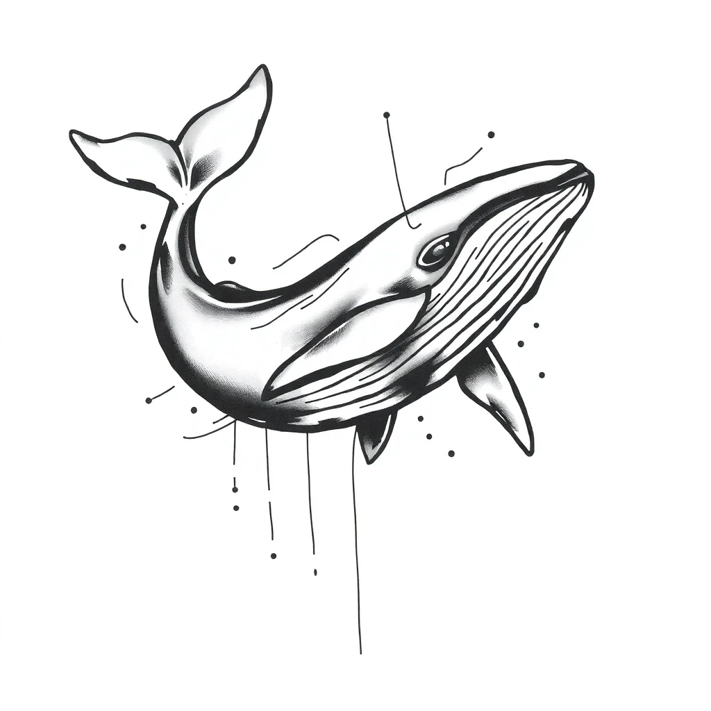Tatouage baleine en style abstrait, design généré par IA