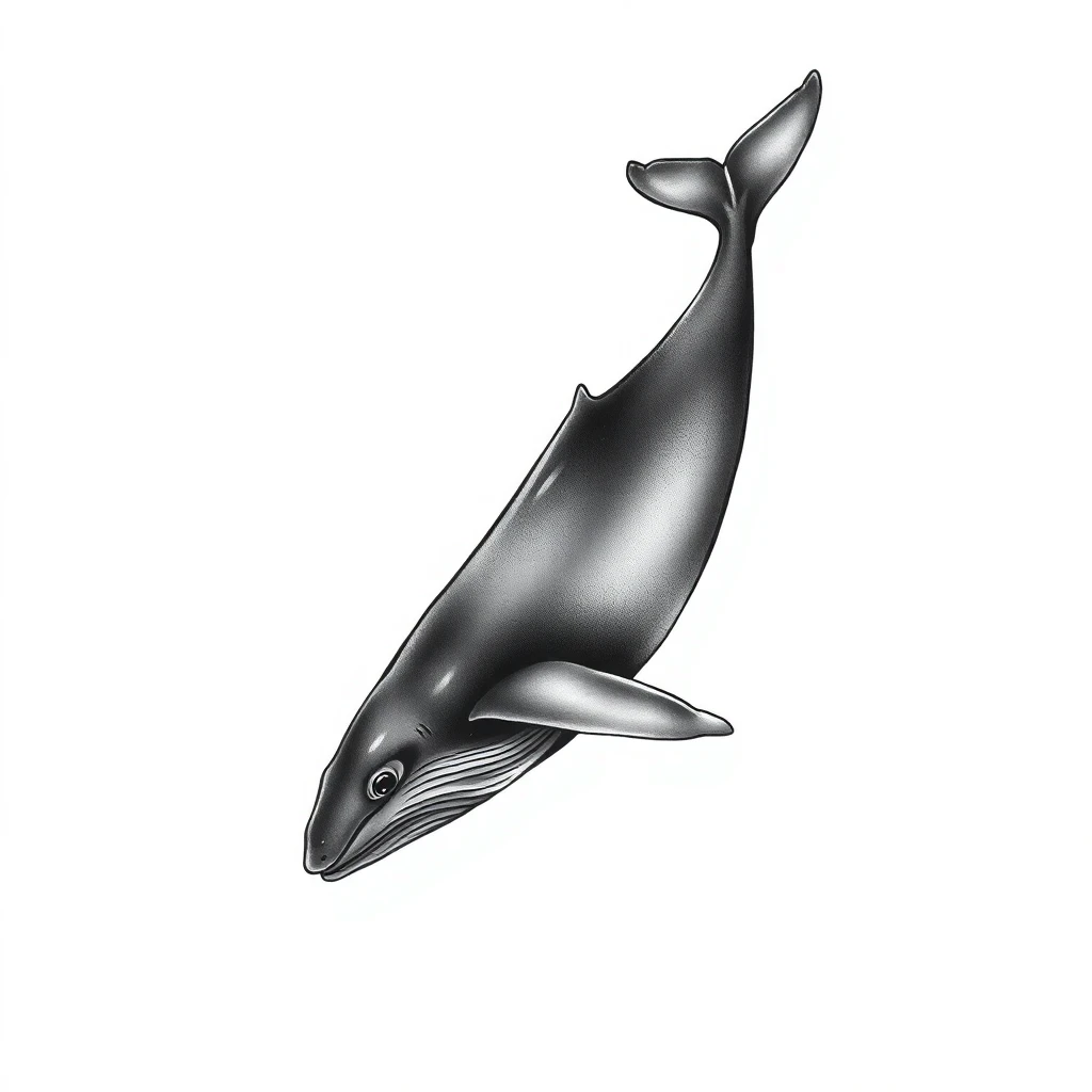 Tatouage baleine en style black and gray, design généré par IA