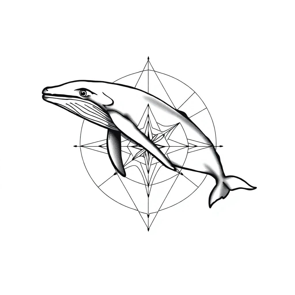 Tatouage baleine en style géométrique
