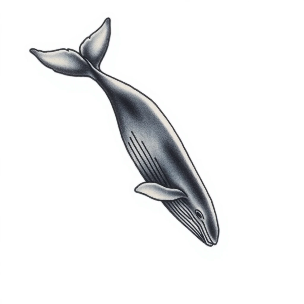 Tatouage baleine en style micro-réalisme, design généré par IA