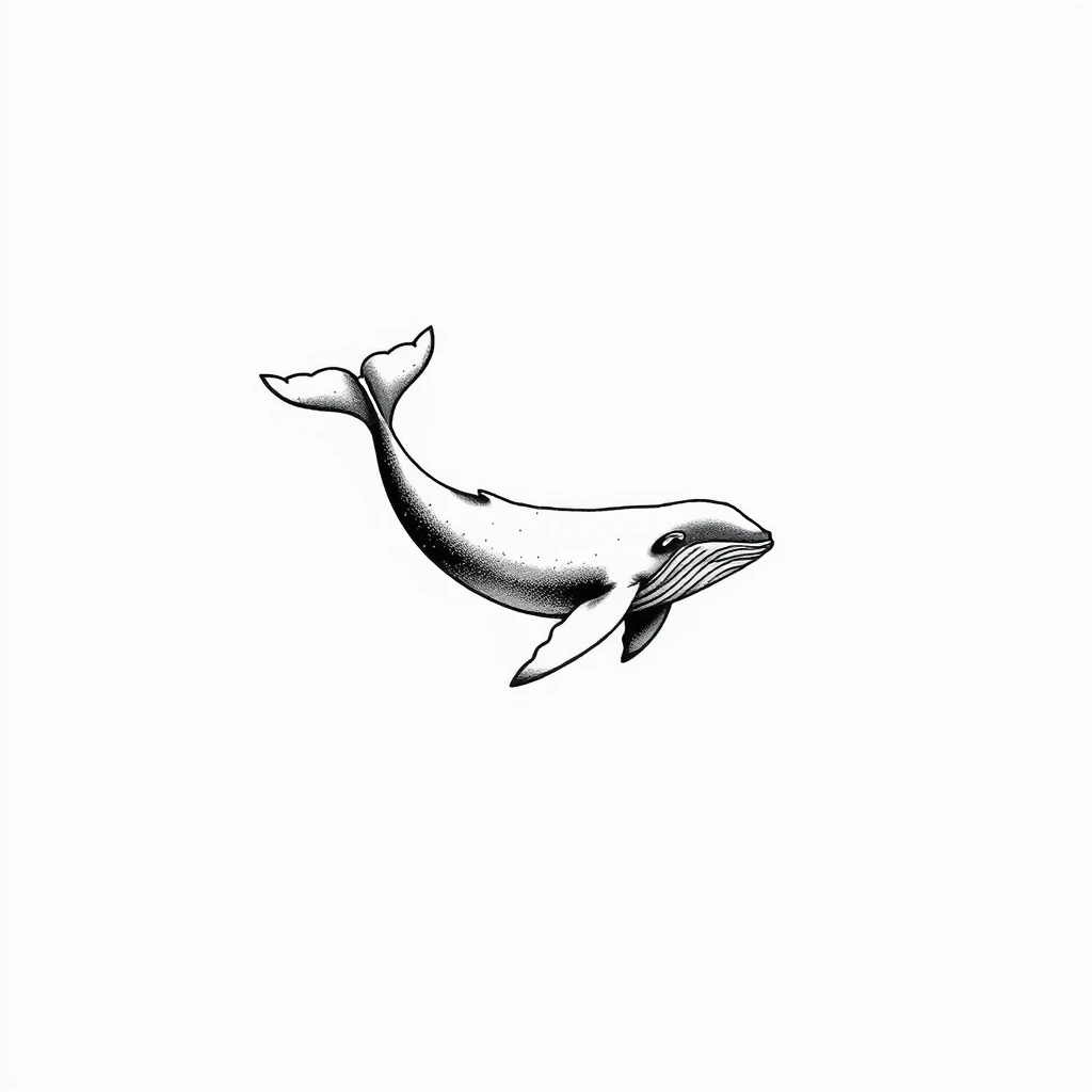 Tatouage baleine en style minimaliste