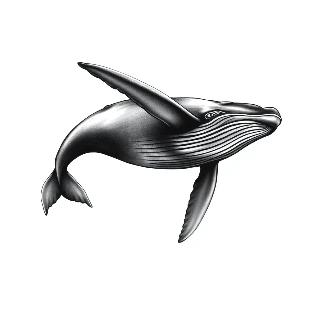 Tatouage baleine en style réaliste, design généré par IA