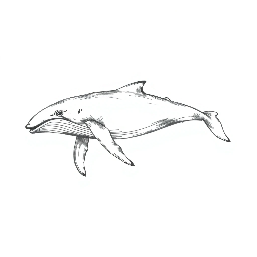 Tatouage baleine en style sketch, design généré par IA