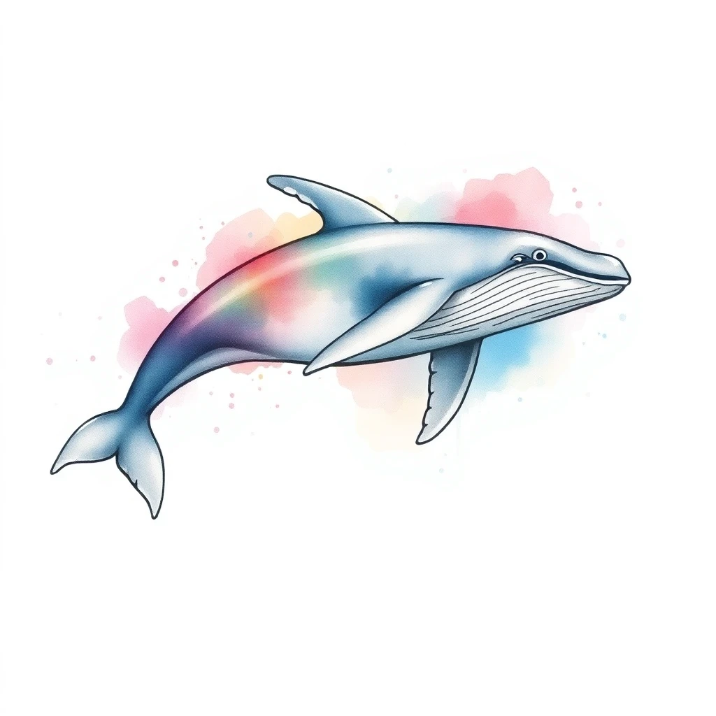 Tatouage baleine en style watercolor, design généré par IA