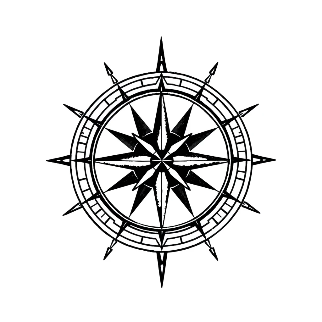 Tatouage compass en style géométrique