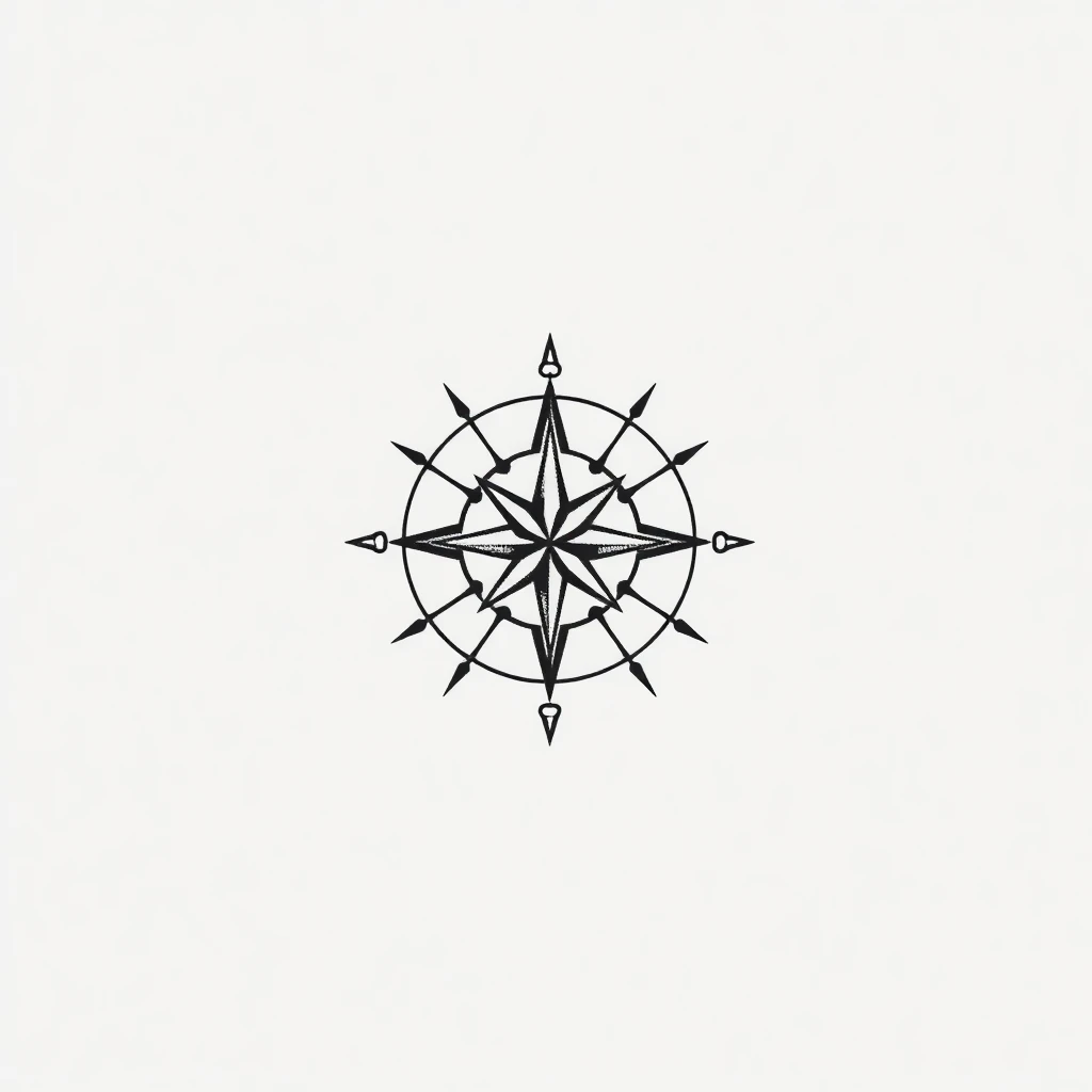 Tatouage compass en style minimaliste