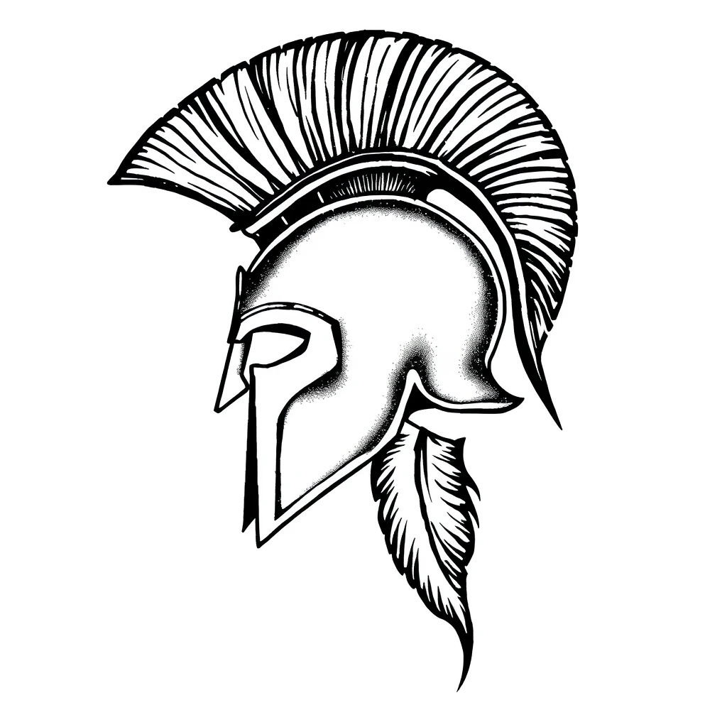 Tatouage casque en style dotwork