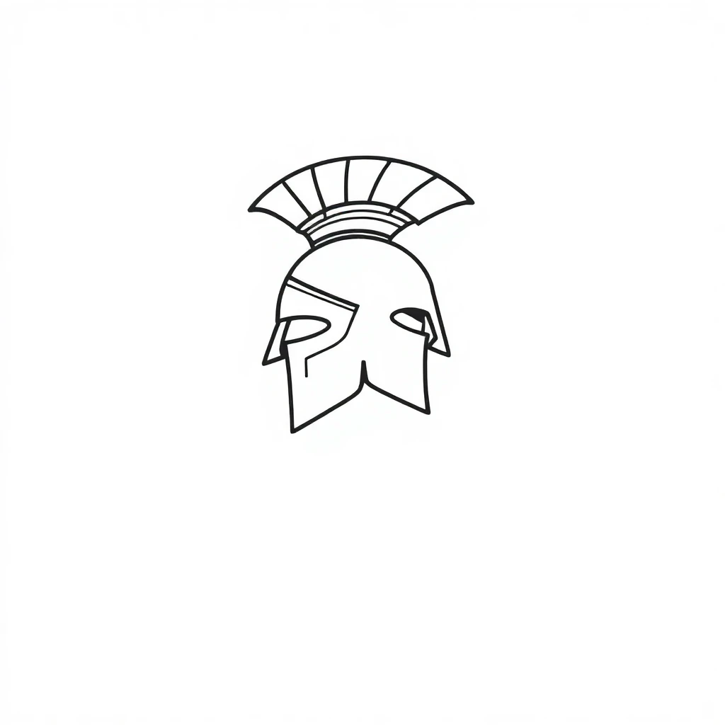 Tatouage casque en style minimaliste