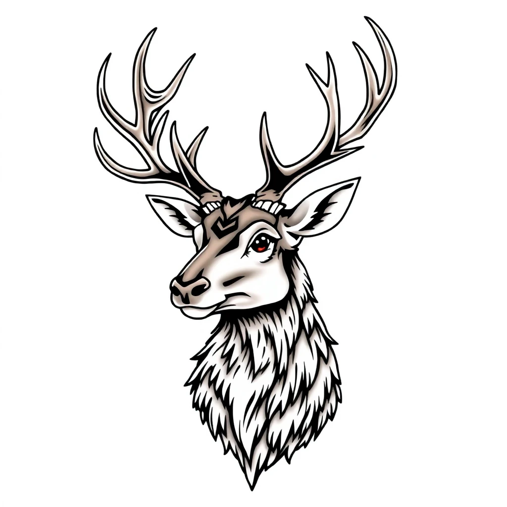 Tatouage cerf en style anime, design généré par IA