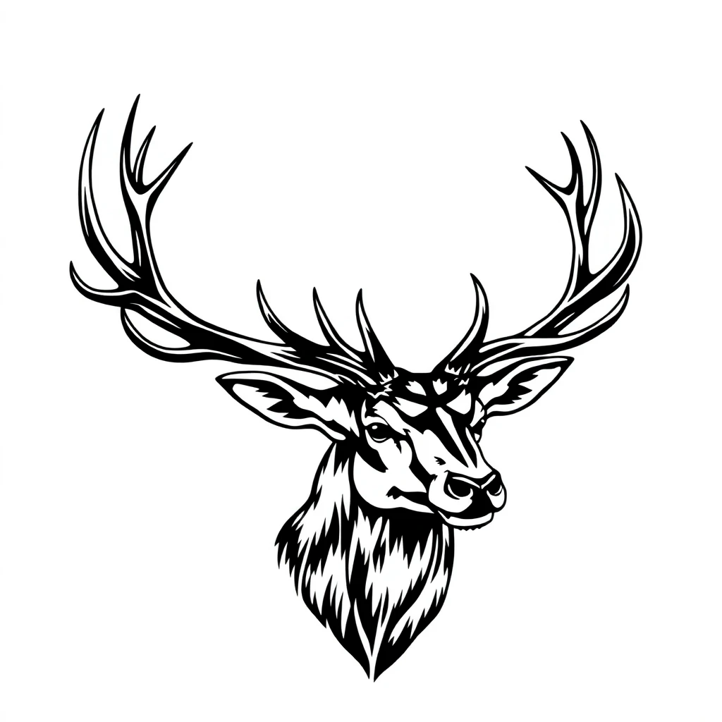 Tatouage cerf en style blackwork