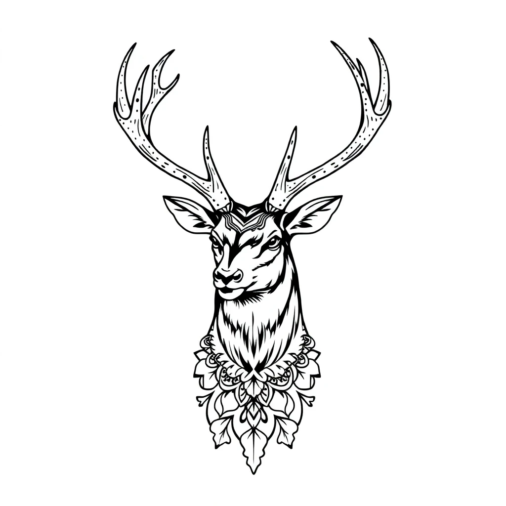 Tatouage cerf en style dotwork