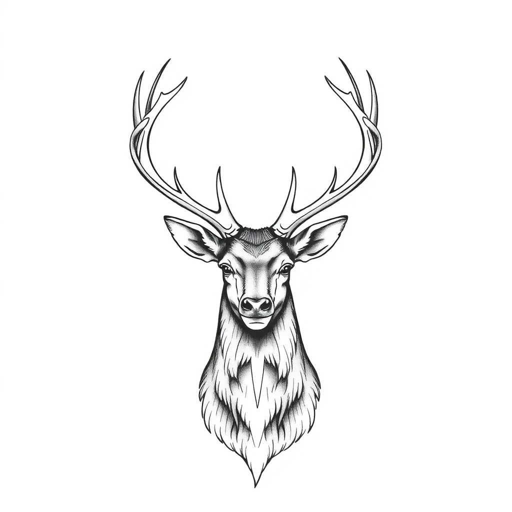 Tatouage cerf en style fineline, design généré par IA