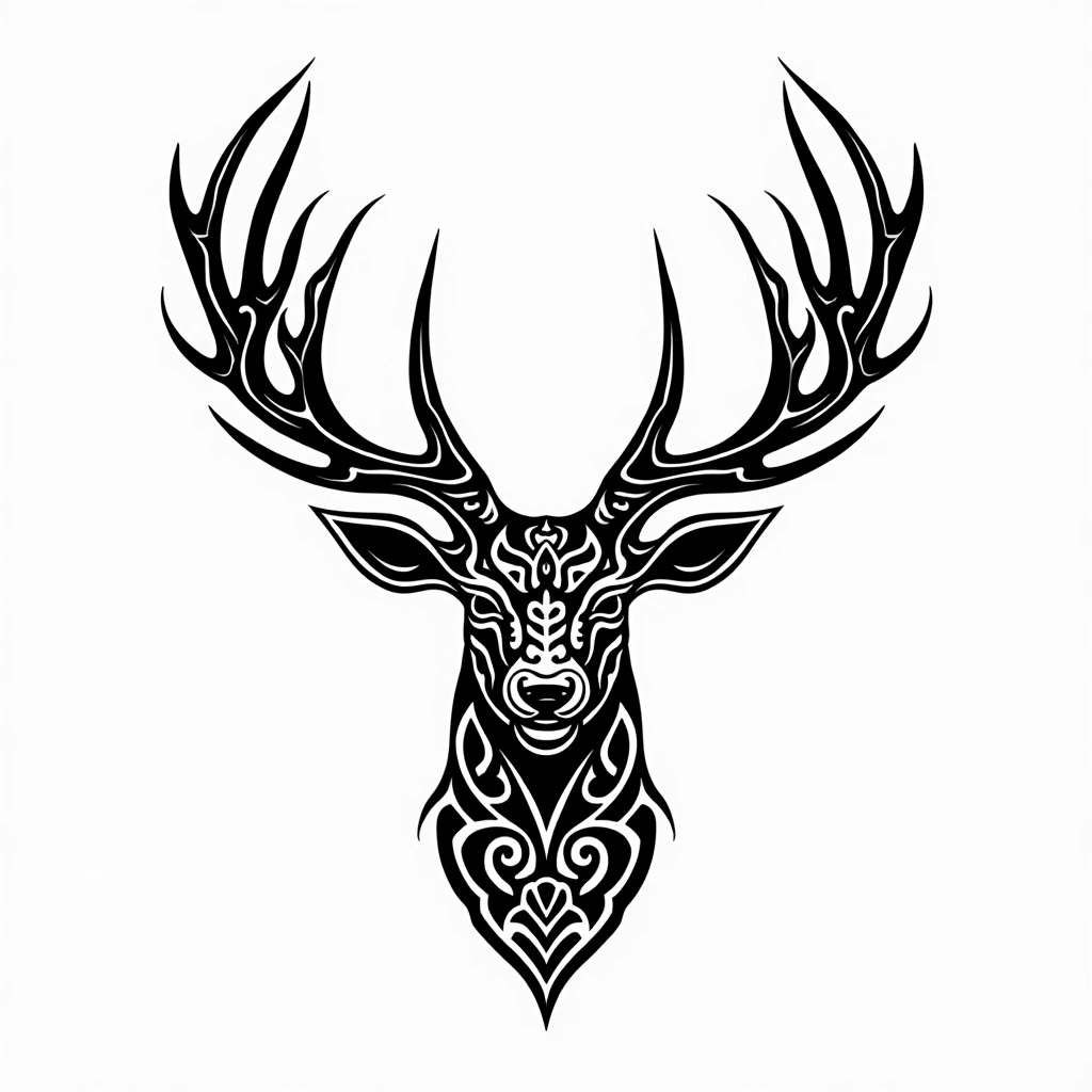 Tatouage cerf en style maori, design généré par IA