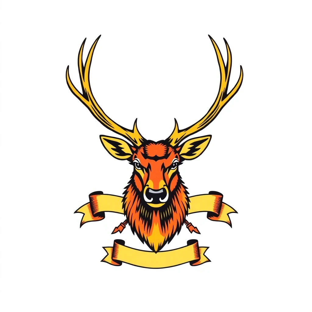 Tatouage cerf en style old school, design généré par IA
