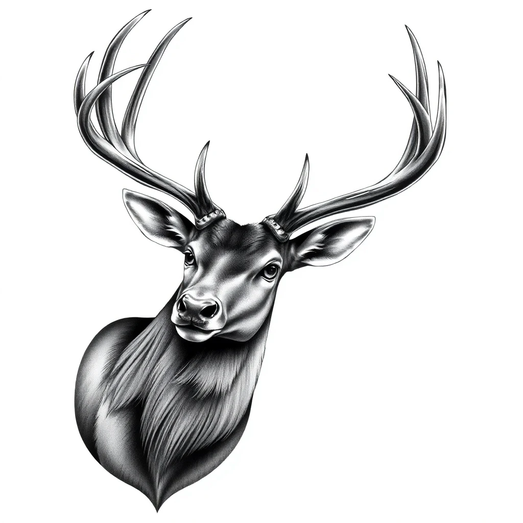 Tatouage cerf en style réaliste, design généré par IA
