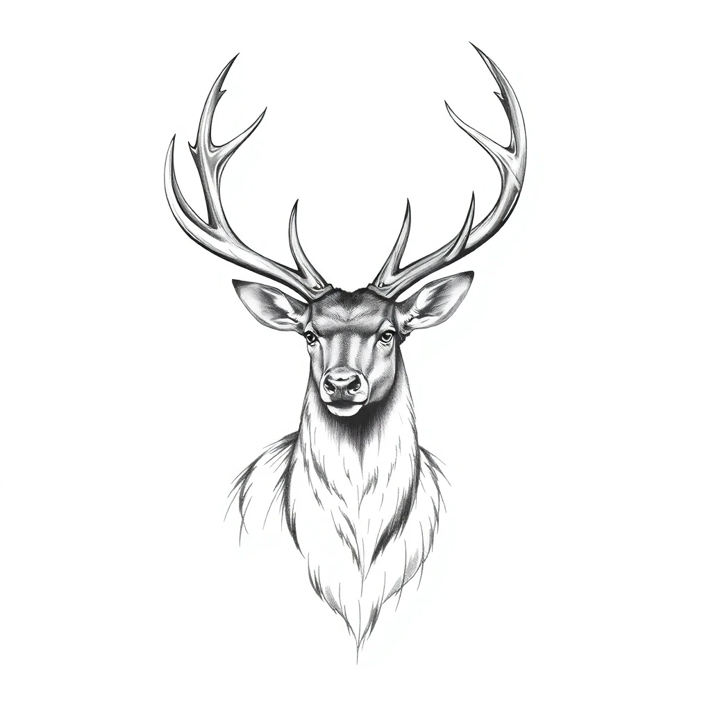 Tatouage cerf en style sketch, design généré par IA
